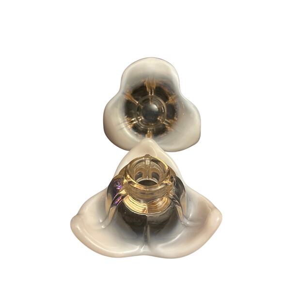 2 Duncan Miller Pink Opalescent Flower Candle Holders - Picture 4 of 5